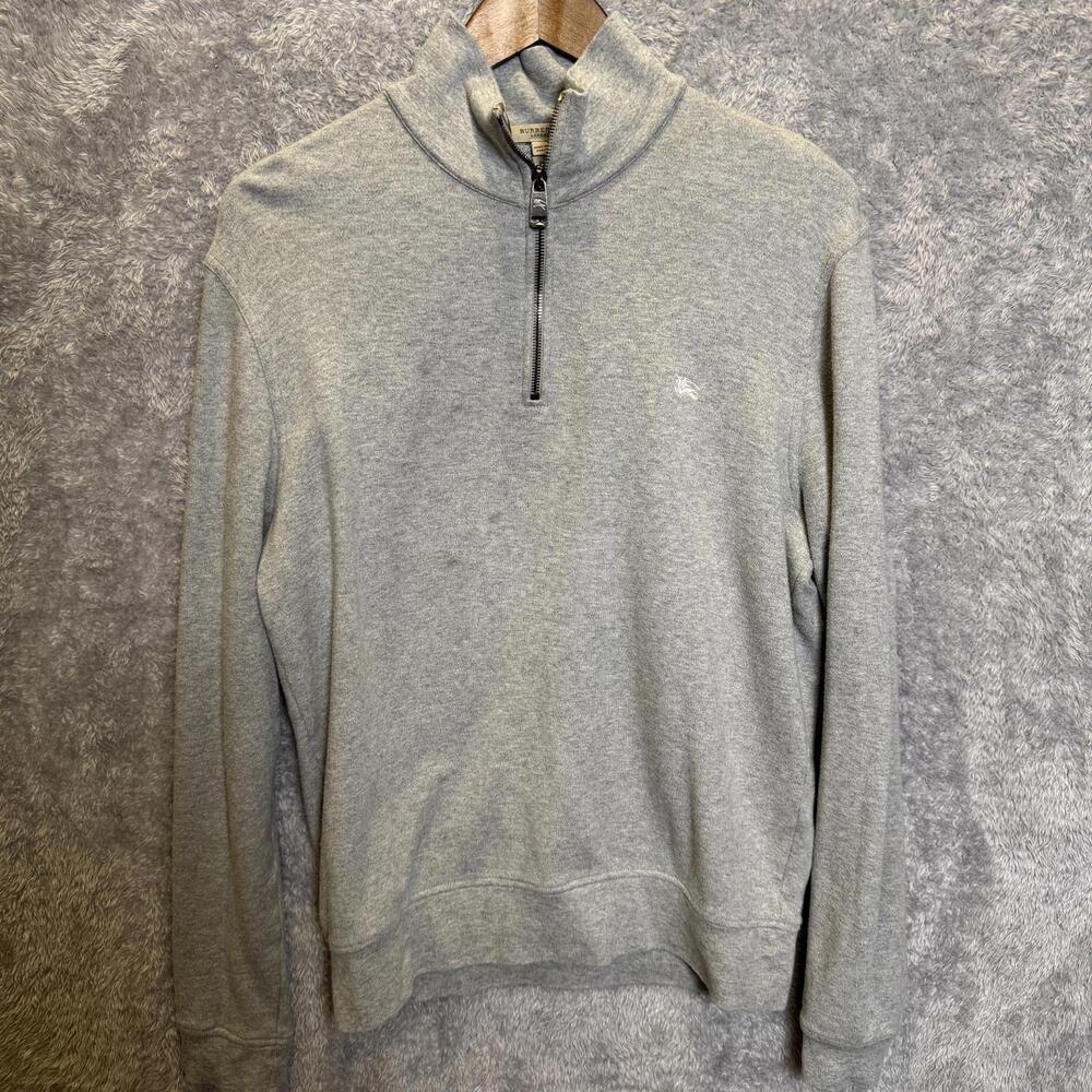 Burberry London Men's Gray Half-Zip Sweatshirt Medium